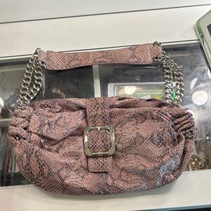 BCBGirls Pink Snake Print Shoulder Bag